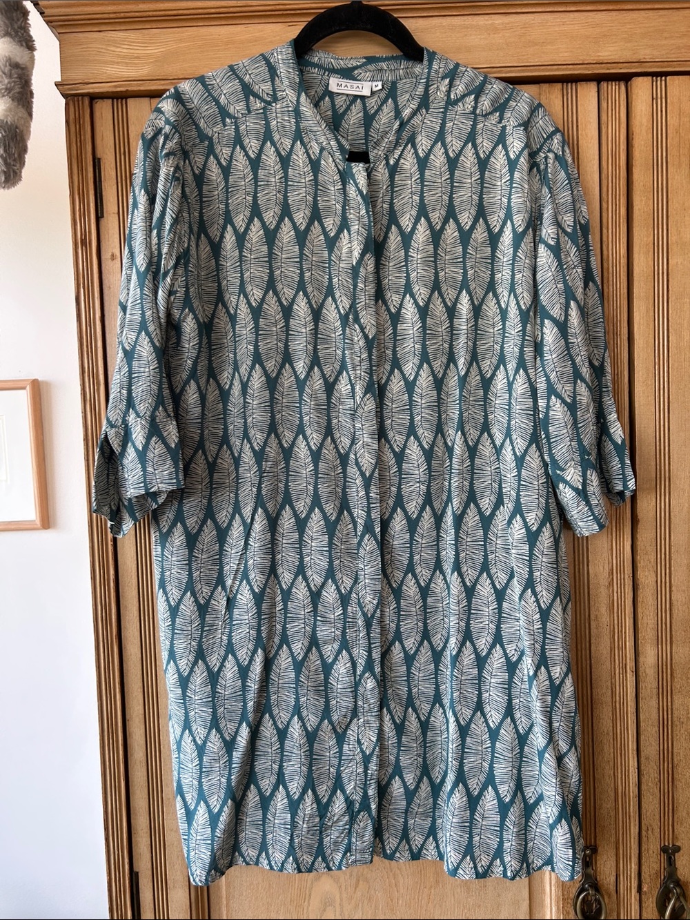 Masai - Teal and White Leaf-Print top/tunic